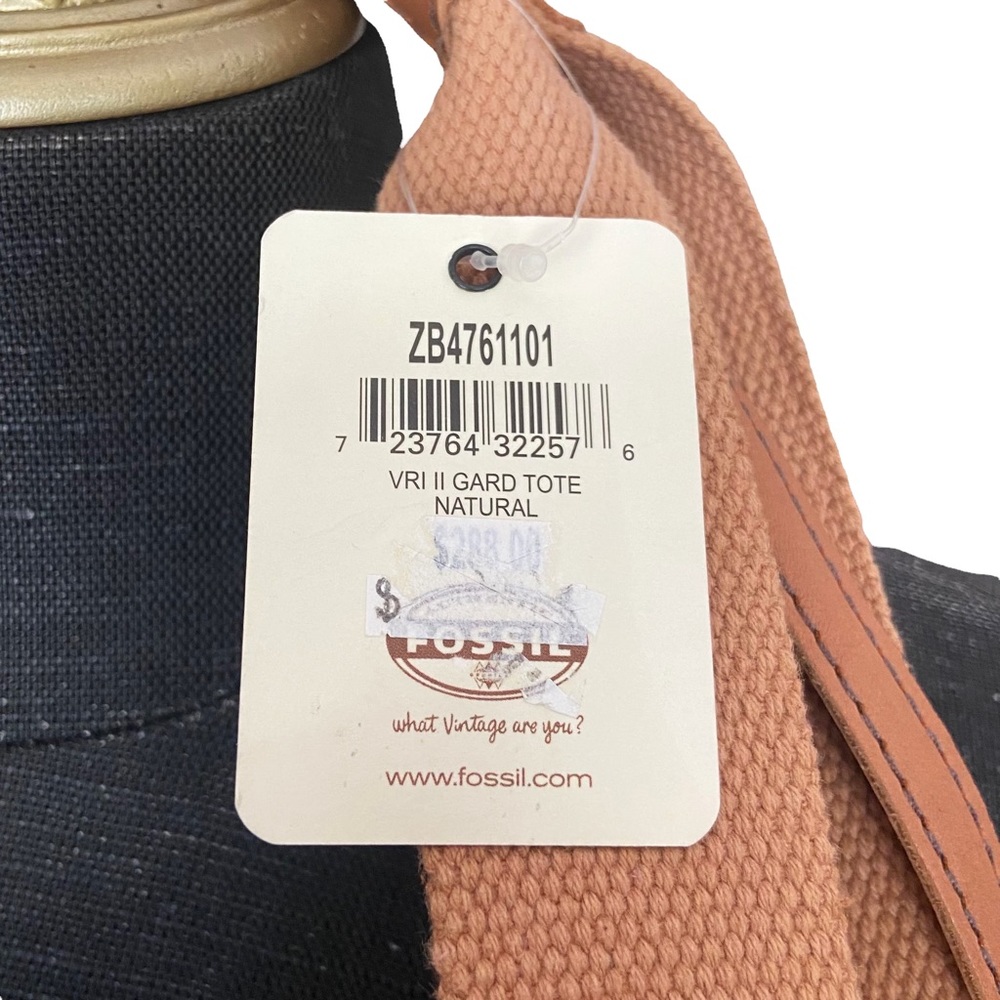 Fossil Bag Purse Tote Tan Brown Large Gard Natural Style NWT - Picture 8 of 9